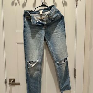 H&M Light Blue Ripped Boyfriend Jeans